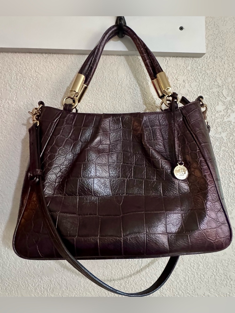 Brahmin Brown croc embossed Ruby Melbourne Satchel Bag,beautiful color EUC